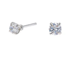 Claire's Clous D'oreilles-Clous d'oreilles ronds monture martini avec strass en zircon cubique d'imitation couleur argentée - 3 mm