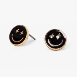 Claire's Clous D'oreilles-Clous d'oreilles smiley noir
