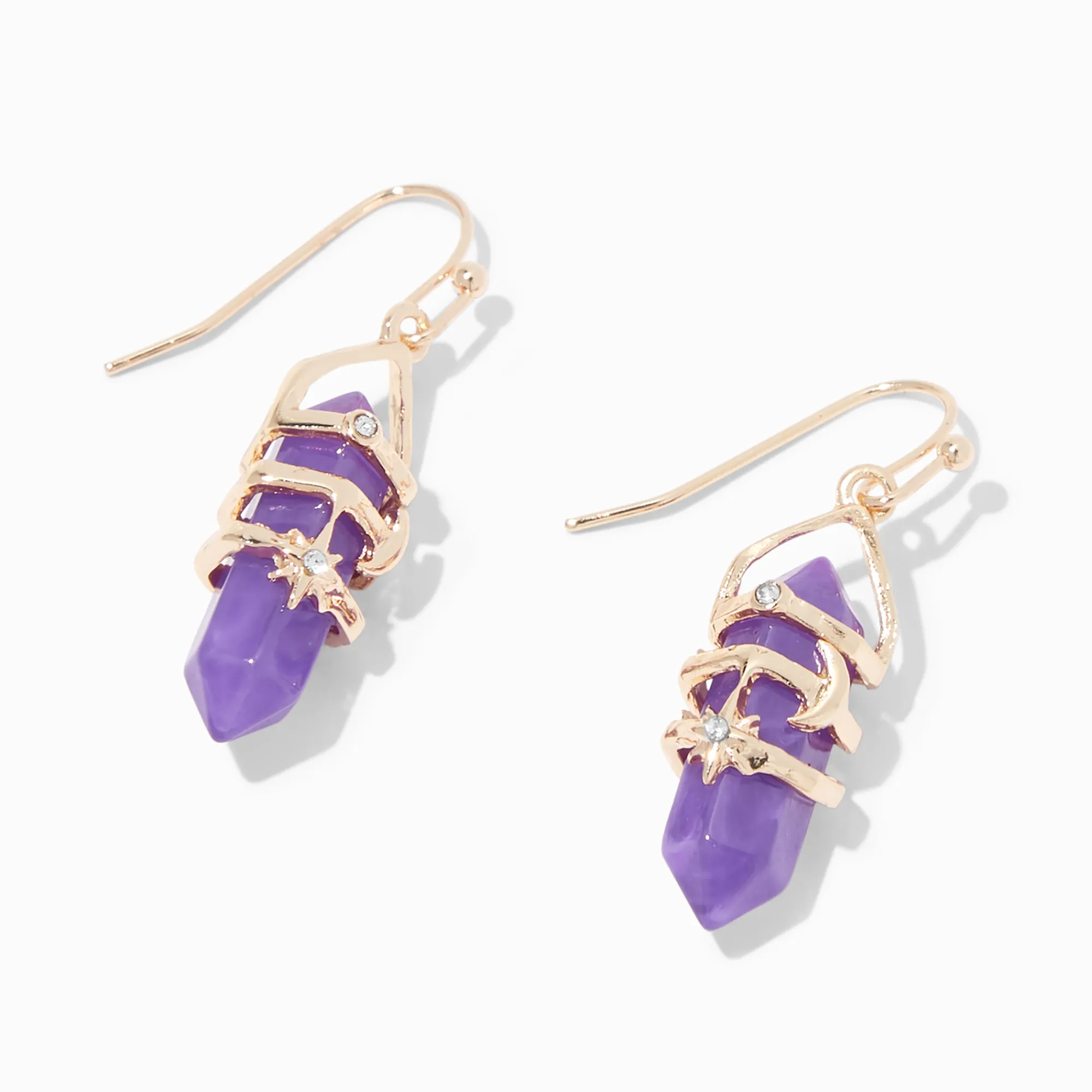 Claire's Pendantes-Clous d'oreilles strass mystiques 2,5 cm violets