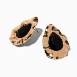 Claire's Clous D'oreilles-Clous d'oreilles strass noir avec bordure couleur dorée