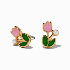 Claire's Clous D'oreilles-Clous d'oreilles tulipe et perle d'imitation