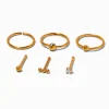 Claire's Clous D'oreilles|Bijoux Premium-Clous et anneaux pour piercing de nez 0,8 mm avec zircon cubique en titane couleur dorée - Lot de 6