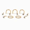 Claire's Bijoux De Piercing-Clous et anneaux pour piercing de nez 0,6 mm avec zircon cubique couleur argentée et couleur dorée - Lot de 9