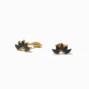 Claire's Clous D'oreilles|Bijoux Premium-C LUXE by Claire's Gold-tone Titanium Cubic Zirconia Jet Black Leaf Flat Back Stud Earrings