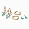 Claire's Bijoux Premium-C LUXE by Claire's 18k Gold Plated Turquoise Cross Earring Stackables Set - 3 Pack