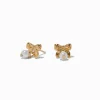 Claire's Clous D'oreilles|Bijoux Premium-C LUXE by Claire's 18kt Gold Plated Pearl Bow Stud Earrings