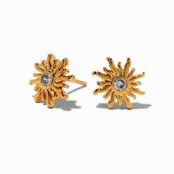 Claire's Clous D'oreilles|Bijoux Premium-C LUXE by Claire's 18kt Gold Plated Cubic Zirconia Sun Stud Earrings