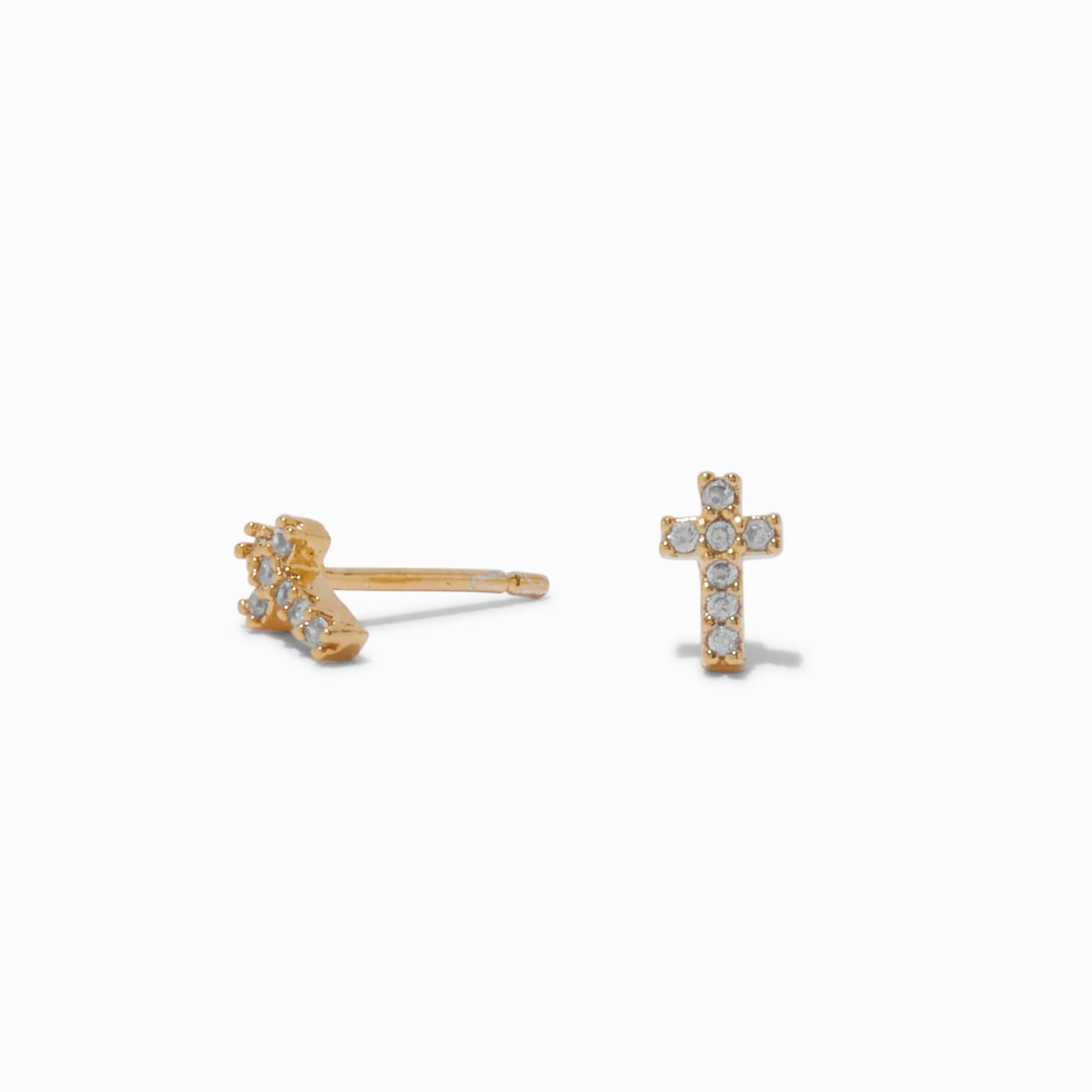 Claire's Clous D'oreilles|Bijoux Premium-C LUXE by Claire's 18kt Gold Plated Cubic Zirconia Mini Cross Stud Earrings