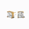 Claire's Clous D'oreilles|Bijoux Premium-C LUXE by Claire's 18kt Gold Plated Cubic Zirconia 8mm Square Stud Earrings