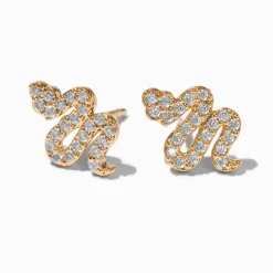 Claire's Clous D'oreilles|Bijoux Premium-C LUXE by Claire's 18kt Gold Plated Cubic Zirconia Snake Stud Earrings