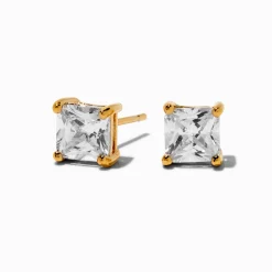 Claire's Clous D'oreilles|Bijoux Premium-C LUXE by Claire's 18kt Gold Plated Cubic Zirconia 6mm Square Stud Earrings