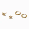 Claire's Bijoux Premium-C LUXE by Claire's 18kt Gold Plated Cubic Zirconia Butterfly Studs & Hoop Earrings Set - 2 Pack