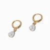 Claire's Pendantes|Bijoux Premium-C LUXE by Claire's 18kt Gold Plated 10mm Pearl Clicker Hoop Earrings