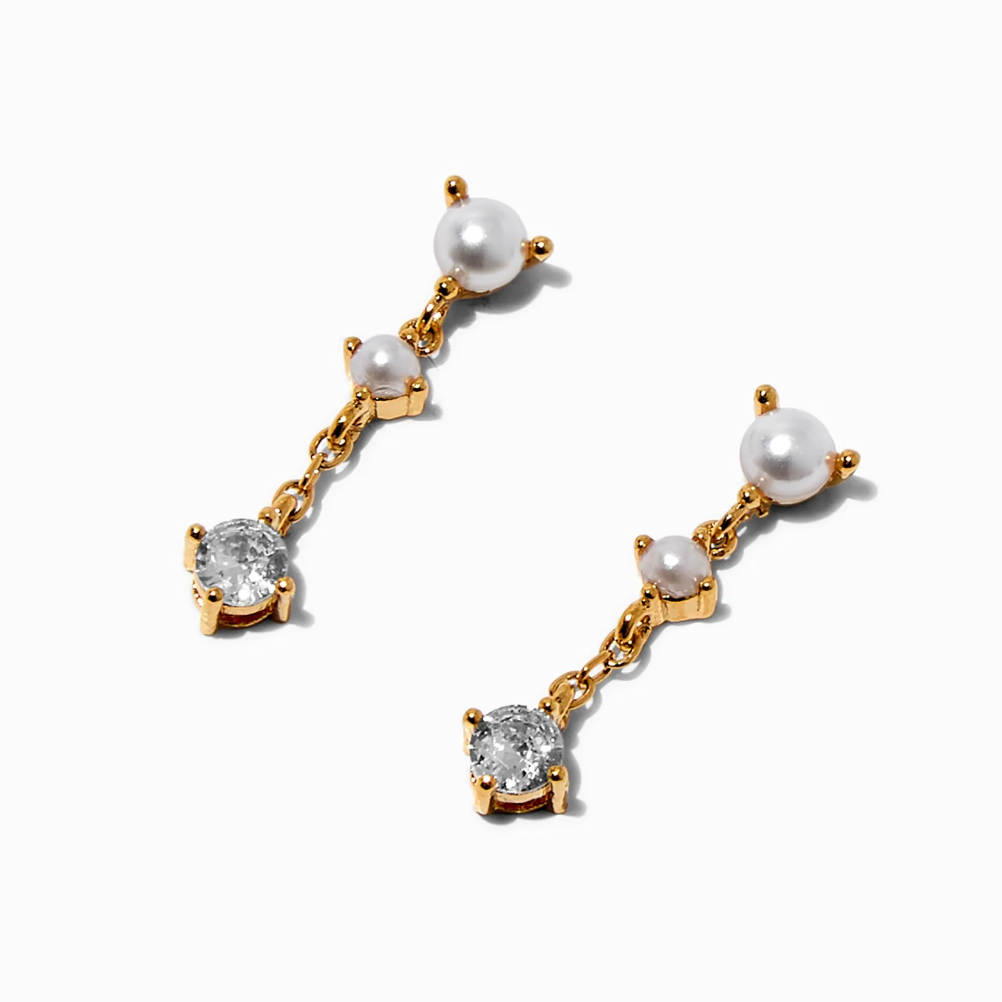 Claire's Pendantes|Bijoux Premium-C LUXE by Claire's 18kt Gold Plated Cubic Zirconia Opal Pearl Micro Drop Earrings