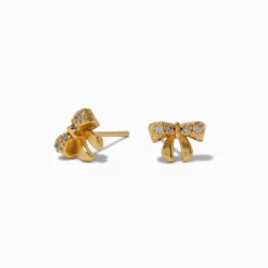 Claire's Clous D'oreilles|Bijoux Premium-C LUXE by Claire's 18k Yellow Gold Plated Cubic Zirconia Bow Stud Earrings