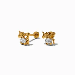 Claire's Clous D'oreilles|Bijoux Premium-C LUXE by Claire's Silver-tone Titanium Cubic Zirconia Unicorn Flat Back Stud Earrings