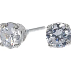 Claire's Clous D'oreilles|Bijoux Premium-C LUXE by Claire's Sterling Silver Cubic Zirconia 6mm Round Stud Earrings