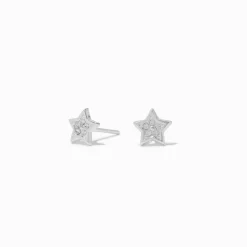 Claire's Clous D'oreilles|Bijoux Premium-C LUXE by Claire's Sterling Silver Crystal Star Stud Earrings