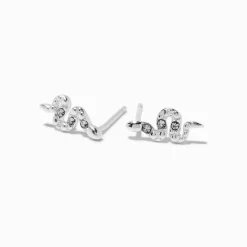 Claire's Clous D'oreilles|Bijoux Premium-C LUXE by Claire's Sterling Silver Crystal Snake Stud Earrings