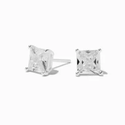 Claire's Clous D'oreilles|Bijoux Premium-C LUXE by Claire's Sterling Silver Cubic Zirconia 6mm Square Stud Earrings