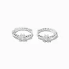 Claire's Anneaux|Bijoux Premium-C LUXE by Claire's Sterling Silver Crystal Bubble Clicker Hoop Earrings