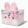 Claire's Porte-bijoux-Coffre à cadenas lapin en fausse fourrure rose
