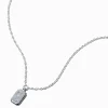 Claire's Colliers-Collier avec mini pendentif carré lune et étoiles gravées couleur argentée