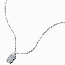 Claire's Colliers-Collier avec mini pendentif carré lune et étoiles gravées couleur argentée