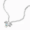 Claire's Colliers-Collier à breloque nœud fleur bleue couleur argentée