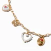 Claire's Colliers-Collier à breloques fleurs, papillon et cœur couleur dorée