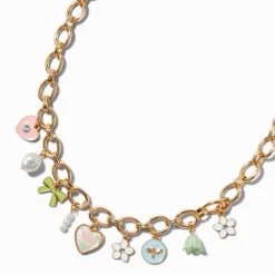 Claire's Colliers-Collier à breloques printemps couleur dorée
