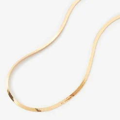 Claire's Colliers-Collier chaîne à chevrons de 35 cm serpent couleur dorée