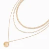 Claire's Colliers-Collier chaîne multi-rangs médaillon torsadé couleur dorée