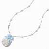 Claire's Colliers-Collier couleur argentée perle d'imitation rose et nœud bleu