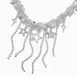 Claire's Colliers-Collier de caractère frange de chaîne étoile couleur argentée