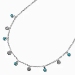 Claire's Colliers-Collier de chaîne couleur argentée disques couleur turquoise
