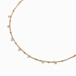 Claire's Colliers-Collier de chaîne couleur dorée avec breloque confetti en zircon cubique d'imitation
