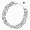 Claire's Colliers-Collier de chaîne à maillons méga texturés couleur argentée
