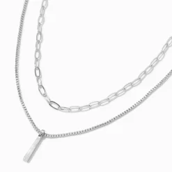 Claire's Colliers-Collier de chaîne multi-rangs barrette couleur argentée