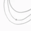 Claire's Clous D'oreilles|Colliers-Collier de chaîne multi-rangs laser en serti clos zircon cubique couleur argentée