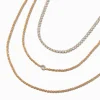 Claire's Clous D'oreilles|Colliers-Collier de chaîne multi-rangs laser en serti clos en zircon cubique couleur dorée