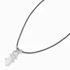 Claire's Colliers-Collier en cordon noir pendentif serpent avec strass mystique phosphorescent blanc