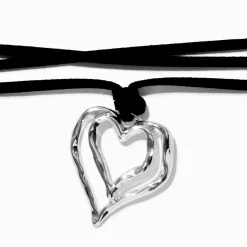 Claire's Colliers-Collier enveloppant cordon cœur style métal fondu couleur argentée