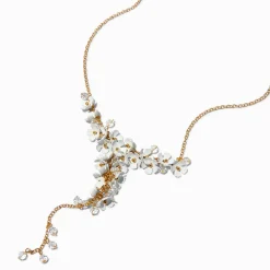 Claire's Colliers-Collier en Y avec fleurs blanches