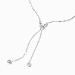Claire's Colliers-Collier en Y couleur argentée papillon en strass