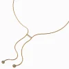 Claire's Colliers-Collier en Y en zircon cubique serti clos couleur dorée