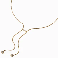 Claire's Colliers-Collier en Y en zircon cubique serti clos couleur dorée