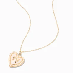 Claire's Colliers-Collier à médaillon perlé nœud couleur dorée