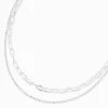 Claire's Colliers-Collier multi-rangs avec chaîne à maillons strass et trombone couleur argentée