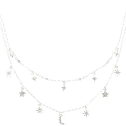 Claire's Colliers-Collier multi-rangs à breloques célestes couleur argenté